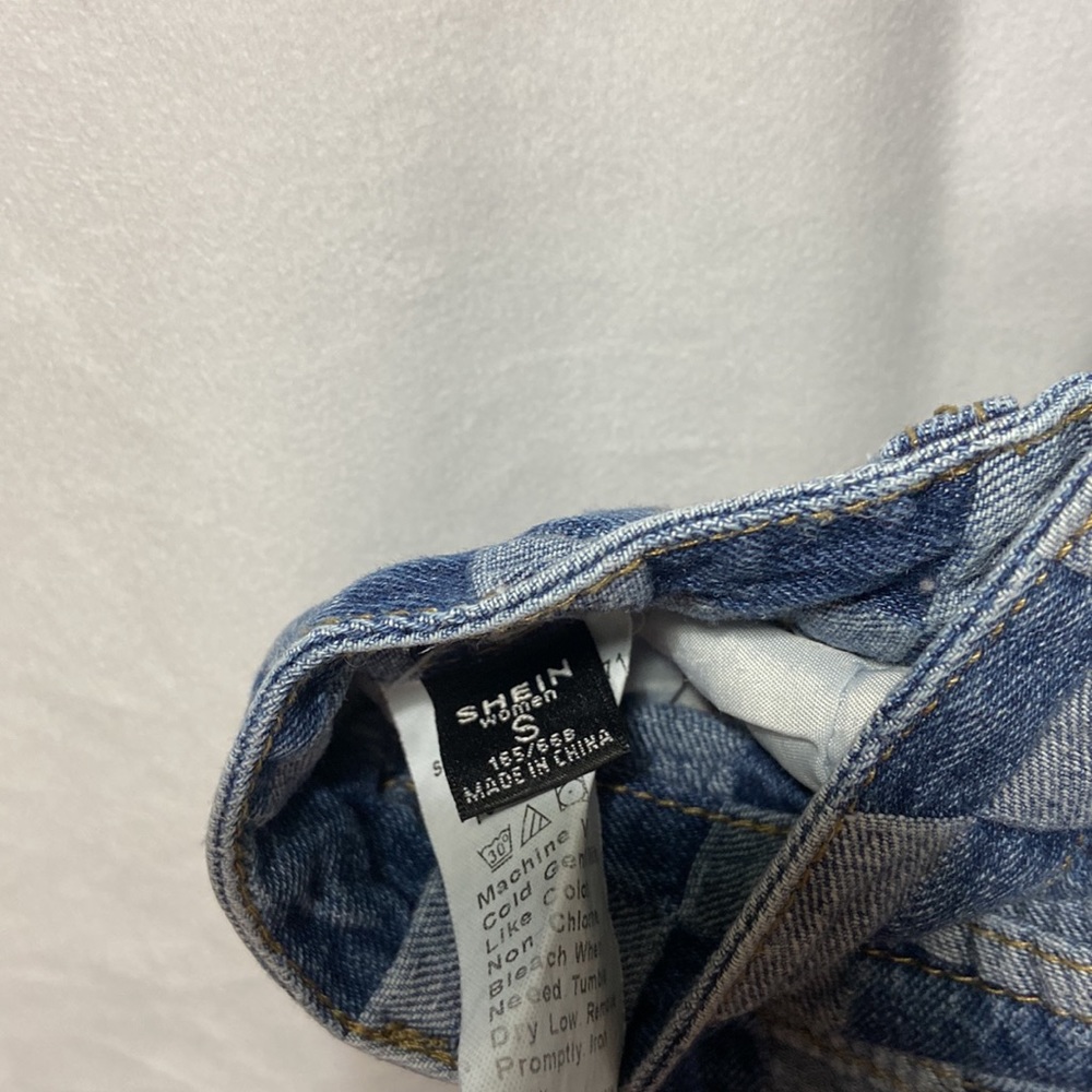 Shein Woman Blue Checkerboard Jeans - Picture 4 of 4